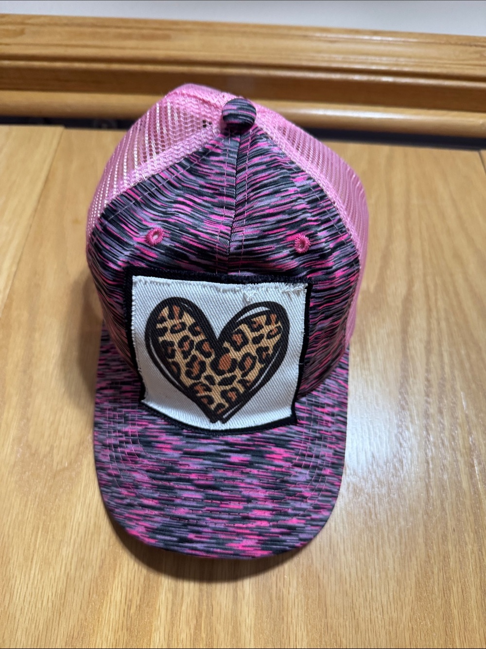 Women’s Pink Leopard Heart Trucker Hat
